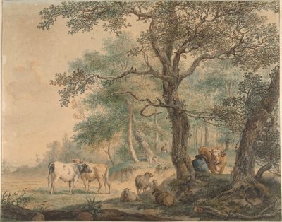 Landschaft mit zwei Hirten und ihrem Vieh von Pieter van Os
